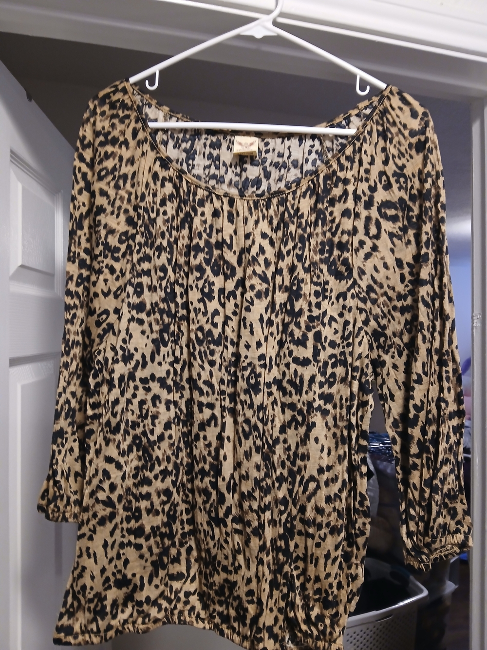 Faded Glory Tribal Leopard-Print Tunic Top - Tan & Black